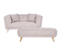 Beliani Sofa 2 Seater Habo Fabric Taupe With Ottoman