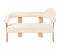 Beliani Sofa 2 Seater Ilbro Boucle Off-White/ Light Brown