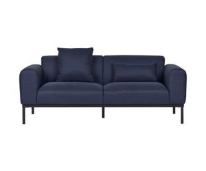 Beliani Sofa 2 Seater Malmos Faux Linen Dark Blue