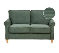 Beliani Sofa 2 Seater Ronneby Corduroy Dark Green
