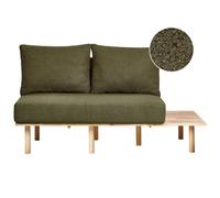 Sofa 2 Seater SALO Boucle Dark Green with Tables
