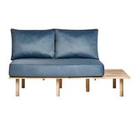 Beliani Sofa 2 Seater Salo Fabric Blue With Tables
