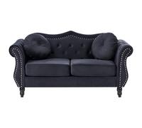 Beliani Sofa 2 Seater Skien Velvet Black