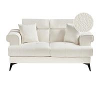 Beliani 2 Seater Boucle Sofa White Skive, White