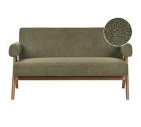 Beliani Sofa 2 Seater Tamre Boucle Green/ Dark Brown