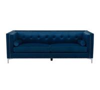 Beliani Sofa 3 Seater Avaldsenes Velvet Navy Blue