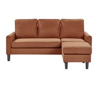 Beliani 3 Seater Fabric Sofa With Ottoman Golden Brown Avesta, Brown