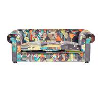 Beliani Sofa 3 Seater Chesterfield Fabric Light Green