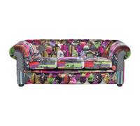 Beliani Sofa 3 Seater Chesterfield Fabric Violet
