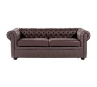 Beliani Sofa 3 Seater Chesterfield Leather Brown