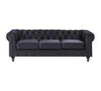 Beliani Sofa 3 Seater Chesterfield Velvet Black