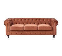 Sofa 3 Seater CHESTERFIELD Velvet Golden Brown
