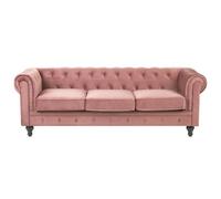 Beliani Sofa 3 Seater Chesterfield Velvet Pink