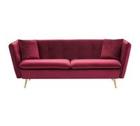 Beliani 3 Seater Velvet Sofa Red Frederica, Red