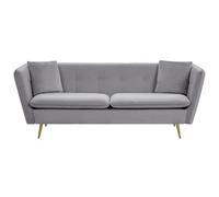 Beliani Sofa 3 Seater Frederica Velvet Grey