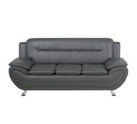Beliani Sofa 3 Seater Leira Ii Faux Leather Grey