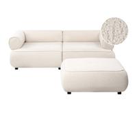 Beliani Sofa 3 Seater Salla With Ottoman Boucle Off-White