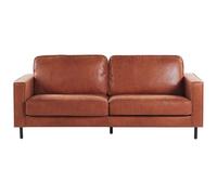 Beliani 3 Seater Faux Leather Golden Brown Savalen, Brown