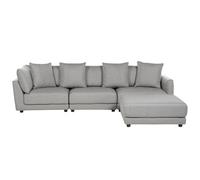 Beliani Sofa 3 Seater Sigtuna Fabric Light Grey With Ottoman