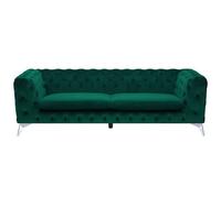 3 Seater Velvet Fabric Sofa Emerald Green SOTRA