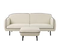 Beliani Sofa 3 Seater Tonsberg With Ottoman Fabric Light Beige