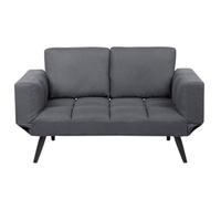Beliani Sofa Bed Brekke Fabric Dark Grey 2 Seater