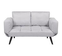 Beliani Sofa Bed Brekke Fabric Light Grey 2 Seater