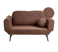 Beliani Sofa Bed 2 Seater Dorotea Boucle Brown