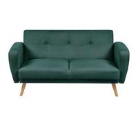 Beliani 2 Seater Fabric Sofa Bed Green Florli, Green