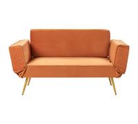 Beliani Sofa Bed 2 Seater Saarela Velvet Orange