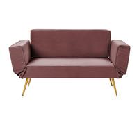 Beliani Sofa Bed 2 Seater Saarela Velvet Pink