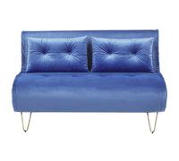 Beliani Sofa Bed 2 Seater Vestfold Velvet Navy Blue