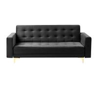 Beliani Sofa Bed 3 Seater Aberdeen Velvet Black