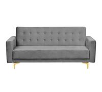 Beliani Sofa Bed 3 Seater Aberdeen Velvet Grey