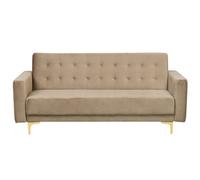 Beliani Sofa Bed 3 Seater Aberdeen Velvet Sand Beige