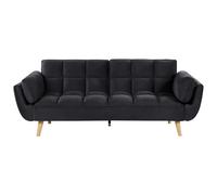 Beliani Sofa Bed 3 Seater Asby Velvet Black