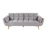 Beliani Sofa Bed 3 Seater Asby Velvet Light Grey