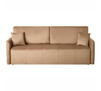 Sofa Bed 3 Seater EGGE Velvet Light Brown