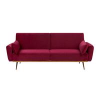 Beliani Sofa Bed 3 Seater Eina Velvet Burgundy
