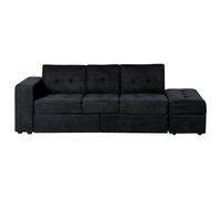 Beliani Sofa Bed 3 Seater Falster Fabric Black With Storage