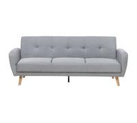 Sofa Bed 3 Seater FLORLI Fabric Light Grey