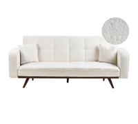 Beliani Sofa Bed 3 Seater Hjulby Boucle Off-White