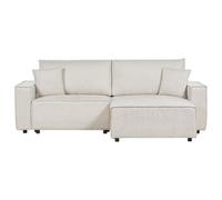 Sofa Bed 3 Seater KARILA Fabric Light Beige with Storage Left Hand