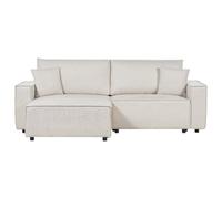 Sofa Bed 3 Seater KARILA Fabric Light Beige with Storage Right Hand