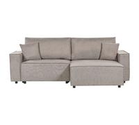 Sofa Bed 3 Seater KARILA Fabric Taupe with Storage Left Hand