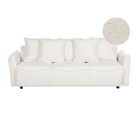 Beliani Sofa Bed 3 Seater Krama Boucle White With Storage