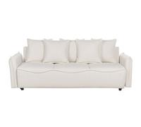 Sofa Bed 3 Seater KRAMA Fabric Off-White with Storage