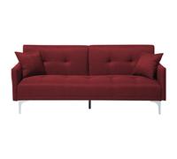 Beliani Sofa Bed 3 Seater Lucan Fabric Dark Red