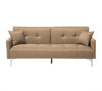 Beliani Sofa Bed 3 Seater Lucan Fabric Sand Beige