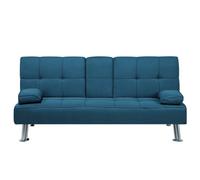 Beliani Sofa Bed 3 Seater Roxen Fabric Blue